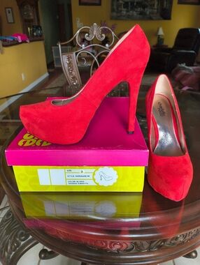 Charlotte Russe Blood Orange Suede Heels